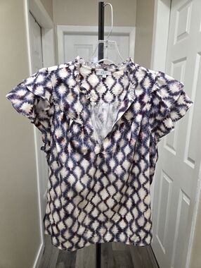 Rails Lyocell Blend Print Ruffle Blouse
